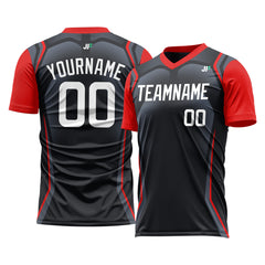 Custom Black Red Split Fashion Soccer Uniform Training Outfit Sportswear Jersey