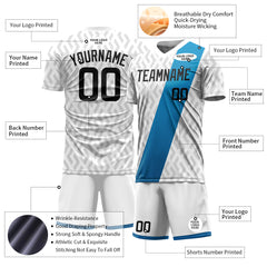 Custom White Blue Soccer Uniform Training Outfit Sportswear Jersey