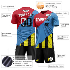 Custom Red Blue Split Fashion Soccer Uniform Training Outfit Sportswear Jersey