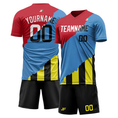 Custom Red Blue Split Fashion Soccer Uniform Training Outfit Sportswear Jersey