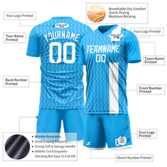 Custom Light Blue Soccer Uniform Training Outfit Sportswear Jersey