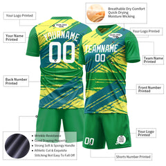 Custom Green Soccer Uniform Training Outfit Sportswear Jersey