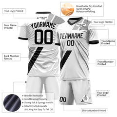 Custom White Black Soccer Uniform Training Outfit Sportswear Jersey