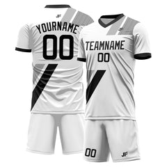 Custom White Black Soccer Uniform Training Outfit Sportswear Jersey