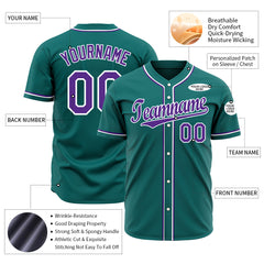 Custom Teal Full Button Up Mesh Fans Special Edition Authentic Baseball Jersey