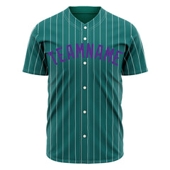 Custom Pinstripe Teal Full Button Down Mesh Fans Special Edition Authentic Baseball Jersey