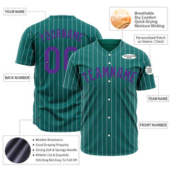 Custom Pinstripe Teal Full Button Down Mesh Fans Special Edition Authentic Baseball Jersey