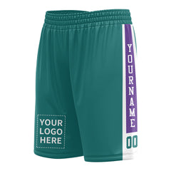 Custom Teal Mesh Sports Basketball Shorts with Side Pockets