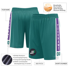 Custom Teal Mesh Sports Basketball Shorts with Side Pockets