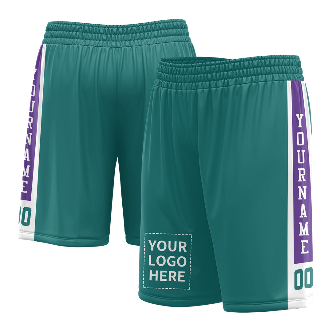 Custom Teal Mesh Sports Basketball Shorts with Side Pockets