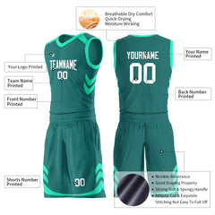 Custom Teal Basketball Uniform For Adult Youth Fans Mesh Jersey