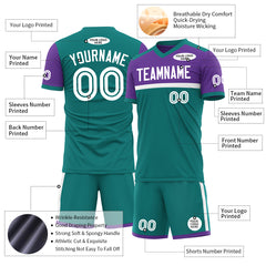 Custom Teal Soccer Uniform Training Outfit Sportswear