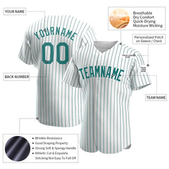 Custom Teal Pinstripe Full Button Down Mesh Fans Special Edition Authentic Baseball Jersey