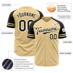 Custom Gold Two Tone Fashion Baseball Jersey Authentic Button Down Vintage Shirt