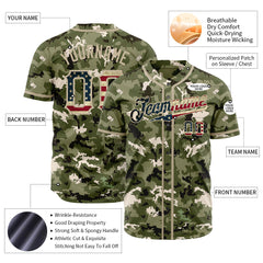 Custom US Flag Camo Fans Special Edition Authentic Vintage Baseball Jersey