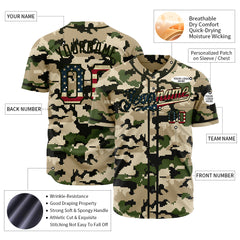 Custom National Flag Camo Authentic Vintage Baseball Jersey