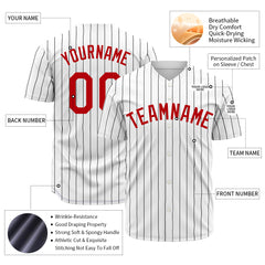 Custom Pinstripe White Full Button Down Mesh Fans Special Edition Authentic Baseball Jersey