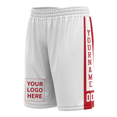 Custom White Mesh Sports Basketball Shorts with Side Pockets