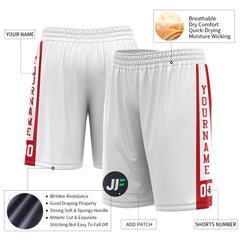 Custom White Mesh Sports Basketball Shorts with Side Pockets