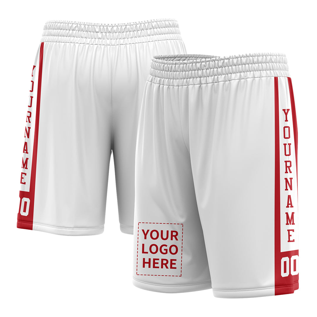 Custom White Mesh Sports Basketball Shorts with Side Pockets