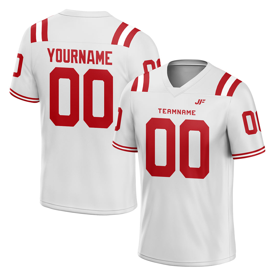 Custom White Football Jersey Athletic Shirt For Adult Youth Unisex