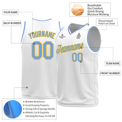 Custom White Basketball Jersey Mesh Sports Performance Team Uniform