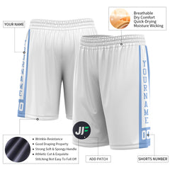 Custom WhiteMesh Sports Basketball Shorts with Side Pockets