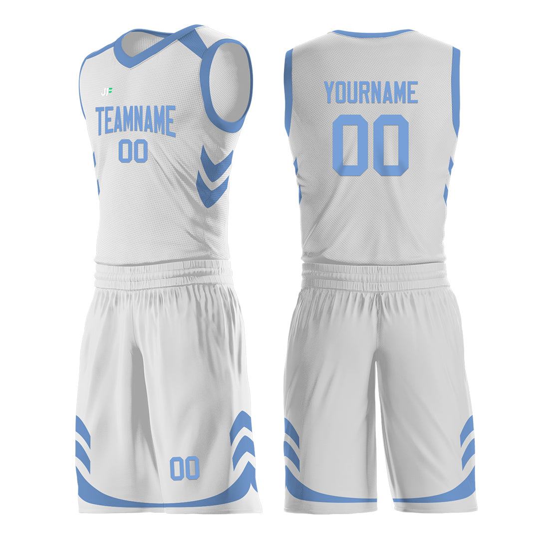 Custom White Basketball Uniform For Adult Youth Fans Mesh Jersey