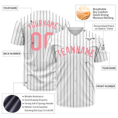 Custom Pinstripe Medium White Full Button Down Mesh Fans Special Edition Authentic Baseball Jersey