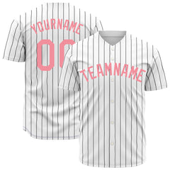 Custom Pinstripe Medium White Full Button Down Mesh Fans Special Edition Authentic Baseball Jersey