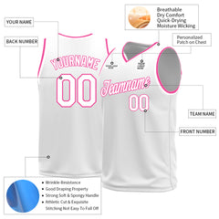 Custom Medium White Basketball Jersey Mesh Sports Performance Team Uniform