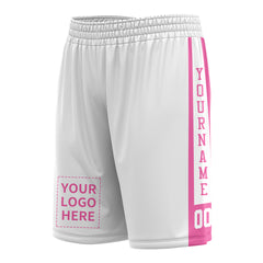 Custom Medium White Mesh Sports Basketball Shorts with Side Pockets