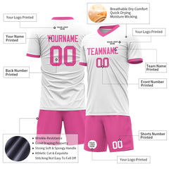 Custom Medium White Soccer Uniform For Adult Youth Fans Jersey