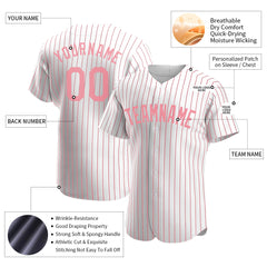 Custom Pink Pinstripe Full Button Down Mesh Fans Special Edition Authentic Baseball Jersey