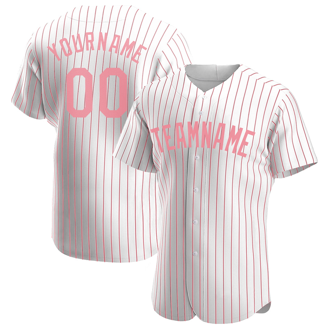 Custom Pink Pinstripe Full Button Down Mesh Fans Special Edition Authentic Baseball Jersey