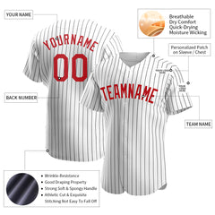 Custom White Pinstripe Full Button Down Mesh Fans Special Edition Authentic Baseball Jersey