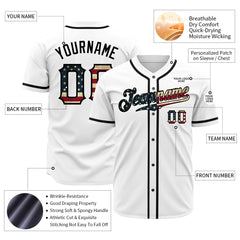 Custom White National USA Flag Fans Special Edition Authentic Vintage Baseball Jersey