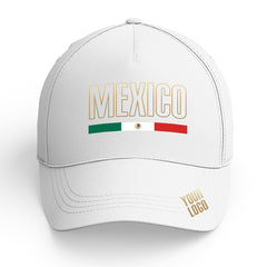 Custom White Baseball Cap Mexican Flag Adjustable Hat for Men and Women