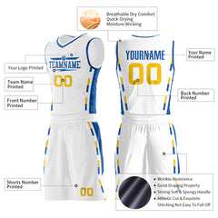 Custom Reversible White Basketball Uniform Personailzed Printed Athletic Sports Shirts Mesh Jersey