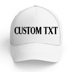 Custom White Print Logo Text Adjustable Snapback Cotton Twill Hat