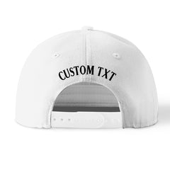 Custom White Print Logo Text Adjustable Snapback Cotton Twill Hat