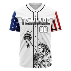 Custom White National USA Flag Two Tone Authentic Vintage Baseball Jersey