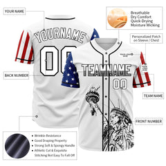 Custom White National USA Flag Two Tone Authentic Vintage Baseball Jersey