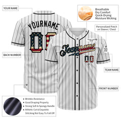 Custom White National Flag Pinstripe Fans Special Edition Authentic Vintage Baseball Jersey