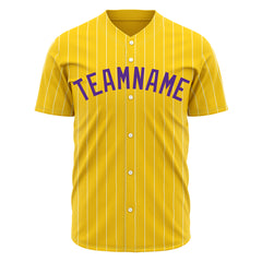 Custom Pinstripe Yellow Full Button Down Mesh Fans Special Edition Authentic Baseball Jersey