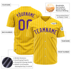 Custom Pinstripe Yellow Full Button Down Mesh Fans Special Edition Authentic Baseball Jersey