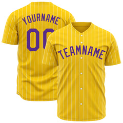 Custom Pinstripe Yellow Full Button Down Mesh Fans Special Edition Authentic Baseball Jersey