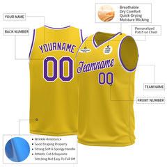 Custom Yellow Basketball Jersey Mesh Sports Performance Team Uniform