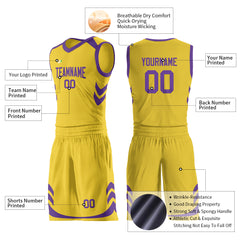 Custom Yellow Basketball Uniform For Adult Youth Fans Mesh Jersey