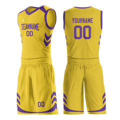 Custom Yellow Basketball Uniform For Adult Youth Fans Mesh Jersey